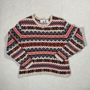 Paul Harris Design Women's Vintage Geometric Striped Knit Long Sweater Size Med